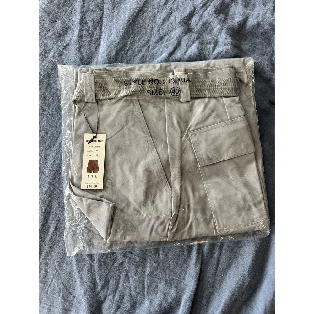 New w/Tags-Beyond The Limit (BTL) Gray Men's Cargo Shorts w/Belt..Size‎ 40